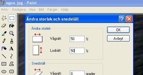 Ändra storlek i paint